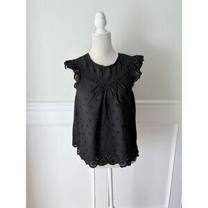 Sanctuary Black Pointelle Blouse XS Excellent Condition